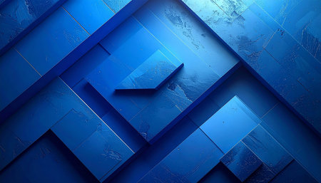 3d rendering of abstract geometric composition in blue color, digital backgroundの素材