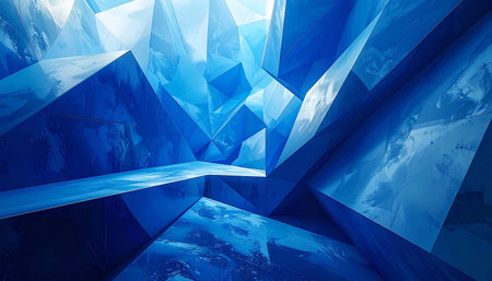 3d rendering of abstract geometric background with blue and white colors.の素材