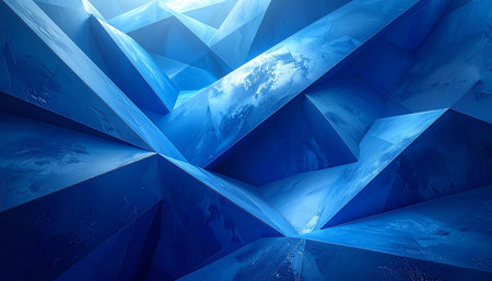 Abstract 3d rendering of geometric shape. Creative background design with blue color.の素材