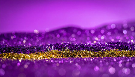 Purple glitter background with bokeh defocused lights. Holiday abstract background.の素材