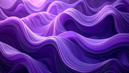 Purple abstract wavy background. 3d rendering, 3d illustration.の素材