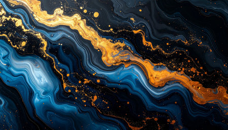 Marble abstract acrylic background. Marbling artwork texture. Agate ripple pattern. Gold powder.の素材