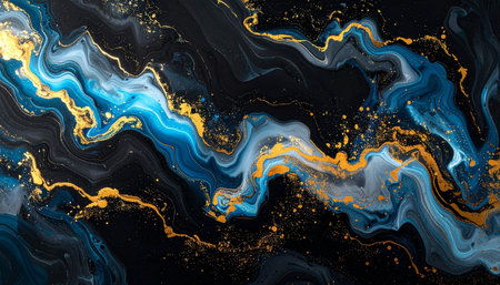 Marble abstract acrylic background. Marbling artwork texture. Agate ripple pattern. Gold powder.の素材