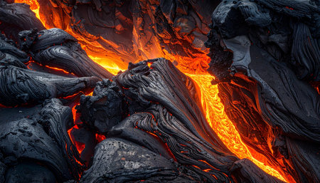 Lava flow in Hawaii Volcanoes National Park, Big Island, Hawaiiの素材