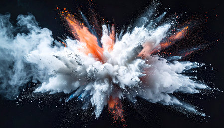 Explosion of colored smoke on a dark background. 3d renderingの素材