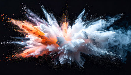 Explosion of colored smoke on a black background. Abstract background.の素材