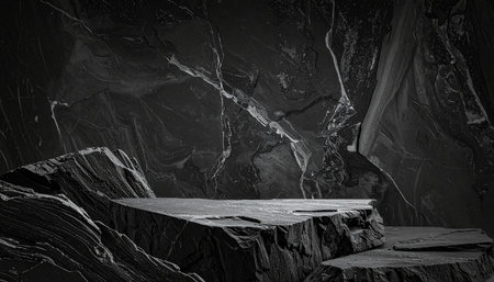 Black and white marble background. 3d rendering, 3d illustration.の素材