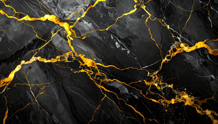 Black marble texture with gold veins. Abstract background and texture for design.の素材