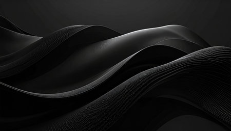Black wavy background. 3d rendering, 3d illustration.の素材