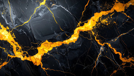 Luxury black and gold marble texture background pattern with high resolution.の素材