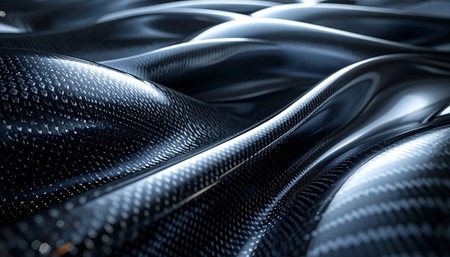 3D rendering of abstract metallic wavy surface. Futuristic background design.の素材