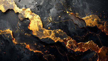 Luxury black and golden marble texture background with high resolution.の素材