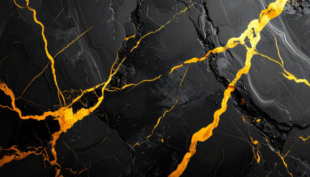 Black marble texture with gold veins. Abstract background and texture for design.の素材