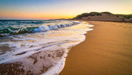 Beautiful sunrise on the beach in Sardinia, Italy. Long exposureの素材