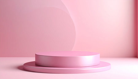 3d rendering of abstract geometric forms. Pink podium for your design.の素材