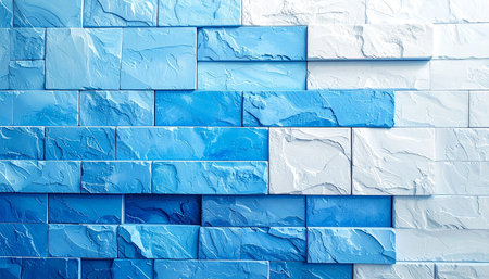 Blue tile wall texture background. Colorful brick wall texture background.の素材