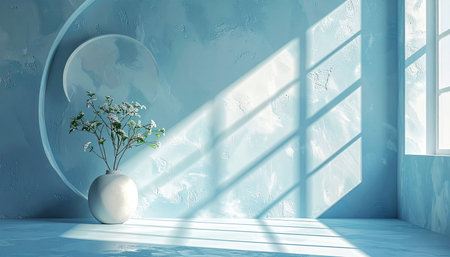 Interior design with plant in vase, 3d render.の素材