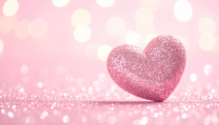 Pink heart on bokeh background, valentine's day conceptの素材
