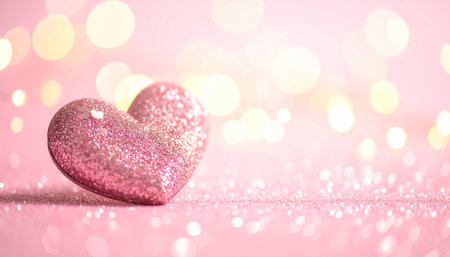 Valentine's day background with pink heart on bokeh backgroundの素材