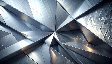 3d rendering of abstract metallic background with shiny rhombus shapesの素材