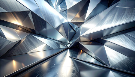 Abstract 3d rendering of metal structure. Futuristic background design.の素材