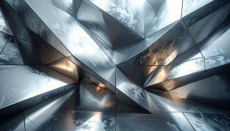 3d rendering of abstract geometric composition with triangular shapes in empty spaceの素材