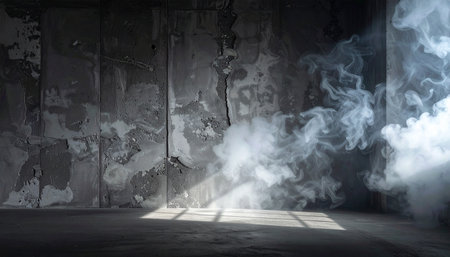 Conceptual image of smoke coming out of the window. 3d renderingの素材