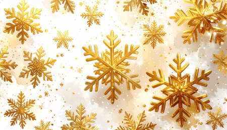Christmas background with golden snowflakes on a white background. Vector illustration.の素材