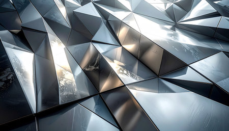 Abstract 3d rendering of low poly geometric shape. Futuristic background.の素材