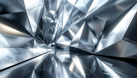 Abstract 3d rendering of low poly shape. Futuristic background.の素材