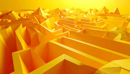 Abstract 3d rendering of polygonal construction. Modern architecture background.の素材