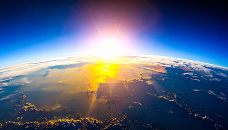 Sunset over the planet Earth. Elements of this image furnished by NASAの素材