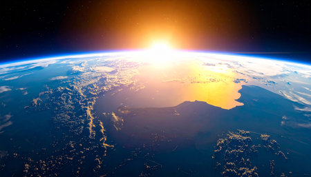 Sunrise on planet Earth 3D rendering elements of this image furnished by NASAの素材