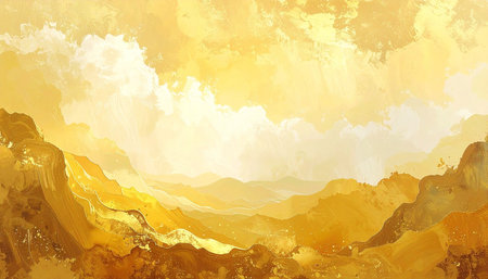 Mountain landscape background. Digital art painting. 3D illustration.の素材