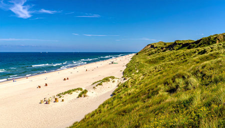 Beach on the North Sea coast of the island of Sylt in Germanyの素材
