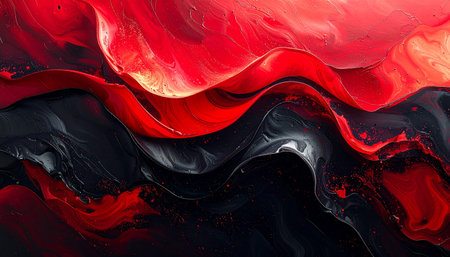 Abstract background of acrylic paints in red, black and white colors.の素材