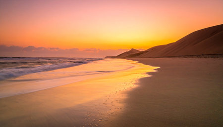 Sunset over the sand dunes in Mui Ne, Vietnamの素材