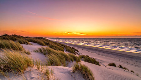 Sunset on the beach of Curonian Spit, Curonian Lagoon, Lithuaniaの素材