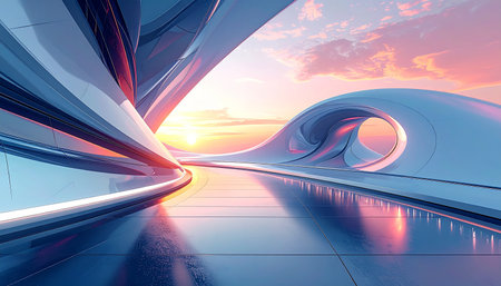 Futuristic architecture background, 3d render, computer digital imageの素材
