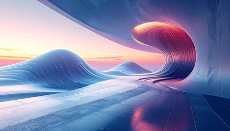 3d render of abstract background. Futuristic architecture design. Digital illustrationの素材