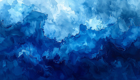 Abstract blue watercolor background. Digital art painting. 3d rendering.の素材