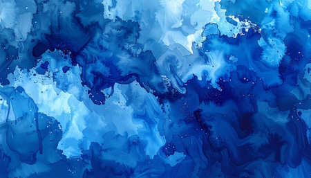 Abstract blue watercolor background. Hand-drawn illustration. Can be used for desktop wallpaper or posterの素材