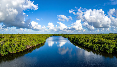 Panoramic view of mangrove forest in the Florida Evergladesの素材