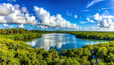 Beautiful panoramic view of Everglades National Park, Florida, USAの素材