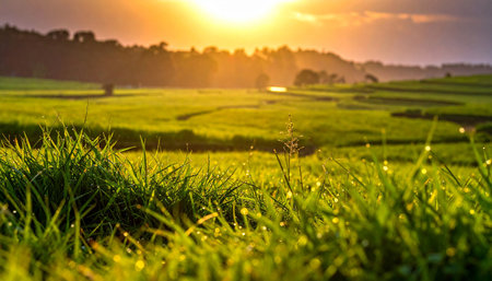Rice field in the morning at Chiang Rai, Thailand.の素材