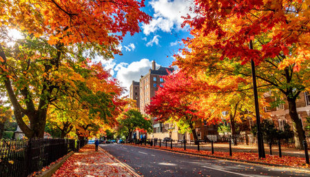 Beautiful fall foliage in Boston, Massachusetts, USA.の素材