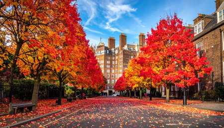 Beautiful fall colors in Central Park, Manhattan, New York City.の素材