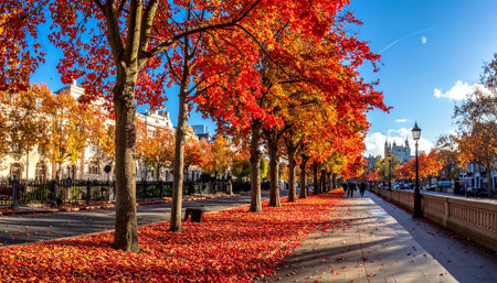 Autumn in the city of Paris, France. Beautiful fall season in Paris.の素材