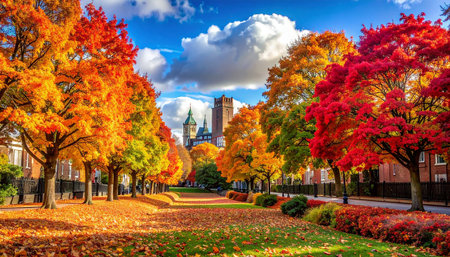 Autumn foliage in Boston, Massachusetts, United States of America.の素材