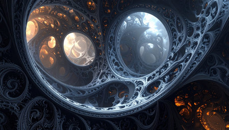 Abstract fractal. Fractal art background for creative design. Decoration for wallpaper, desktop, poster, cover booklet. Print for clothes, t-shirt. Creative illustration for designの素材